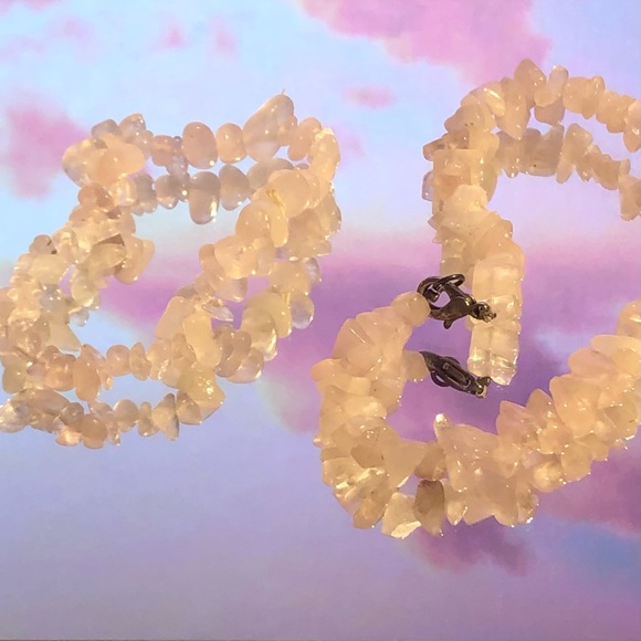 Rose quartz crystal anklet & bracelet set - Picture 1 of 2